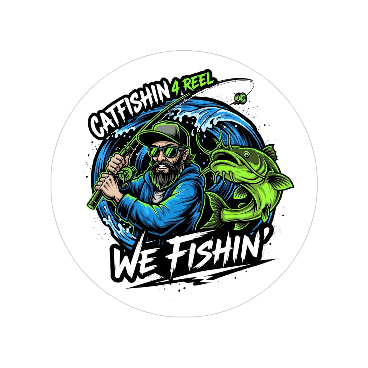 Fishing Outdoor Sticker, Catfish Design for Coolers, Boats, Water Bottles, Laptop, Nature Lovers, Gifts for Fishermen