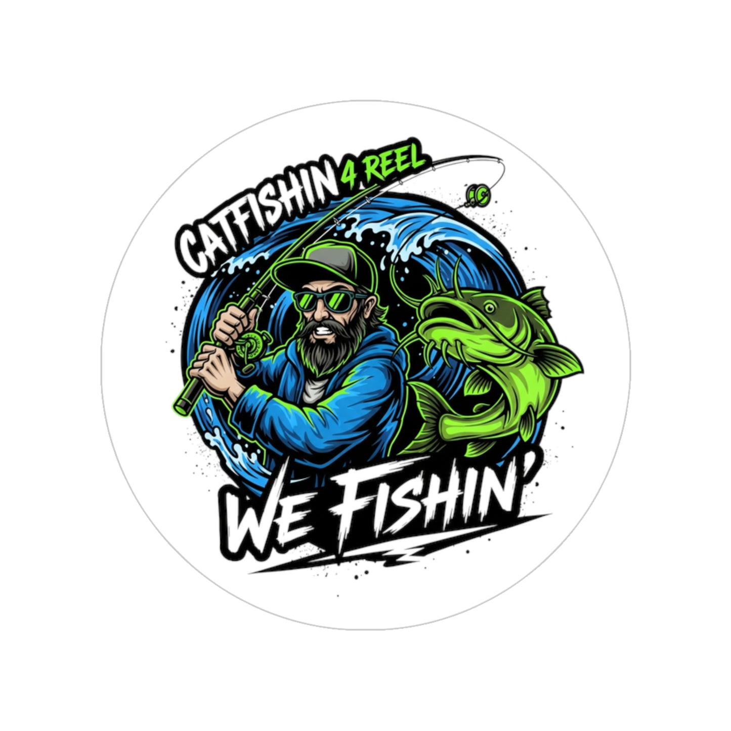 Fishing Outdoor Sticker, Catfish Design for Coolers, Boats, Water Bottles, Laptop, Nature Lovers, Gifts for Fishermen