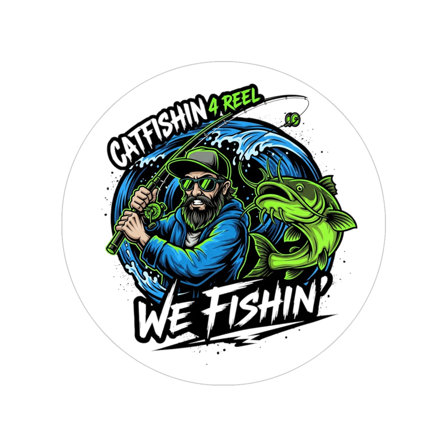 Fishing Outdoor Sticker, Catfish Design for Coolers, Boats, Water Bottles, Laptop, Nature Lovers, Gifts for Fishermen